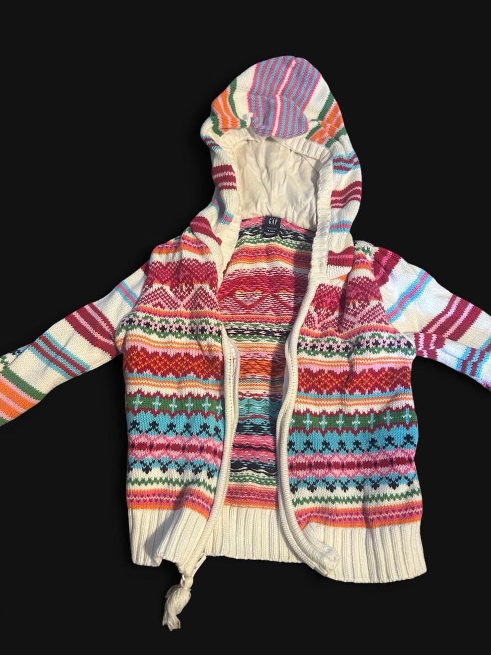 GAP Multicolor Striped & Fair Isle Hooded Knit Jacket